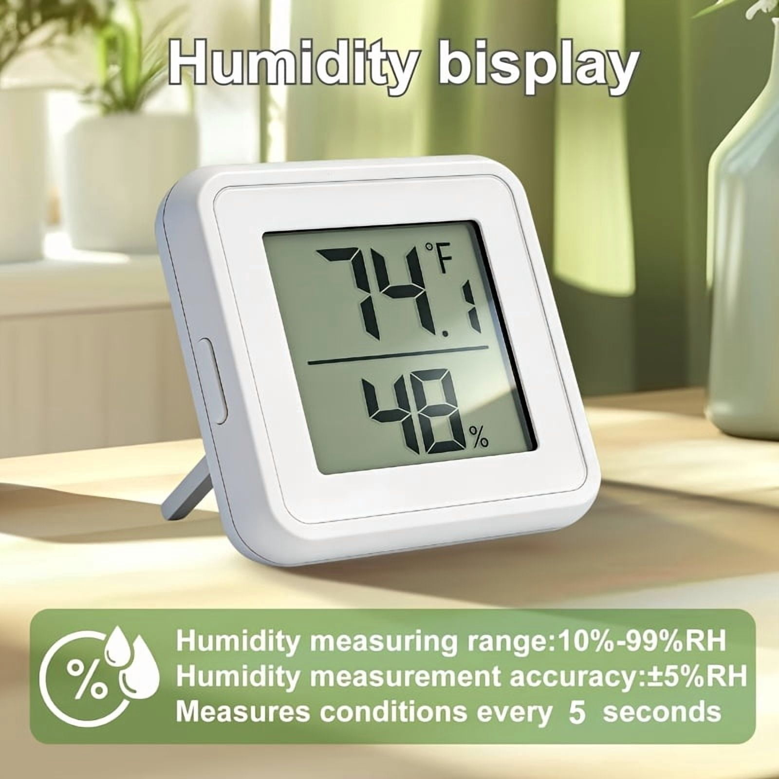 High Precision Digital Thermometer Hygrometer, 5S Fast Refresh, Magnetic Stand, Large Screen, °C/°F Switchable, Dual Display for Multi-Scene Use