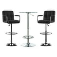 thumbnail image 2 of Viola 3-Piece Metal and Glass Pub Table Set, Black Faux Leather, 2 of 5