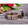 thumbnail image 4 of Milgrain Art Deco 3 Carat Black Diamond Moissanite Engagement Ring 10k Rose Gold 8x6mm Oval Cut Gemstone Promise Ring Trio Set Glaring Staggering Ring, 4 of 5