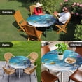 thumbnail image 4 of Shark Coastal Round Tablecloth for 36-44 Inch Tables, Fitted Table Cover with Elastic Edge, Summer Beach Coral Ocean Nautical Waterproof Outdoor Table Cloth Protector for Patio Garden Dinner Picnic, 4 of 9