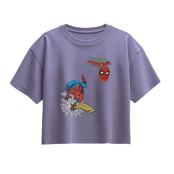 Spider-Man - Spidey Thwip Faux Patch - Youth Girls Boxy T-Shirt
