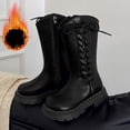 thumbnail image 2 of YMUQEIGH Girls Knee High Boots Fashion Lug Sole Side Zipper Tall Riding Boots for Toddler Little Kid Big Kid, 2 of 7