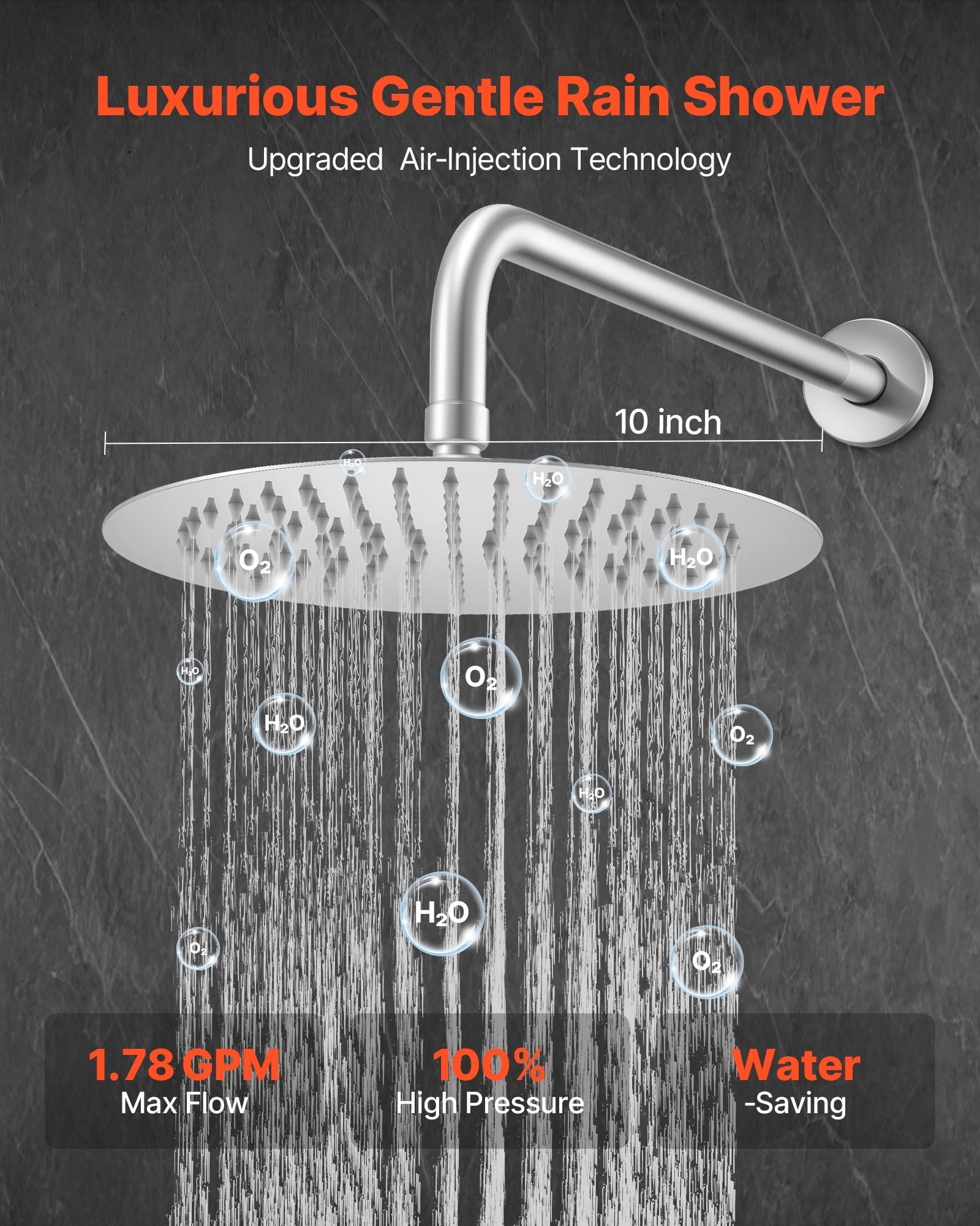VEVOR Shower Faucet Set, Rainfall Bathroom Shower System with 10-Inch Round Rain Shower Head and Handheld Spray, Wall Mounted Bath Fixtures with Brass Valve and Trim Kit, Brushed Nickel