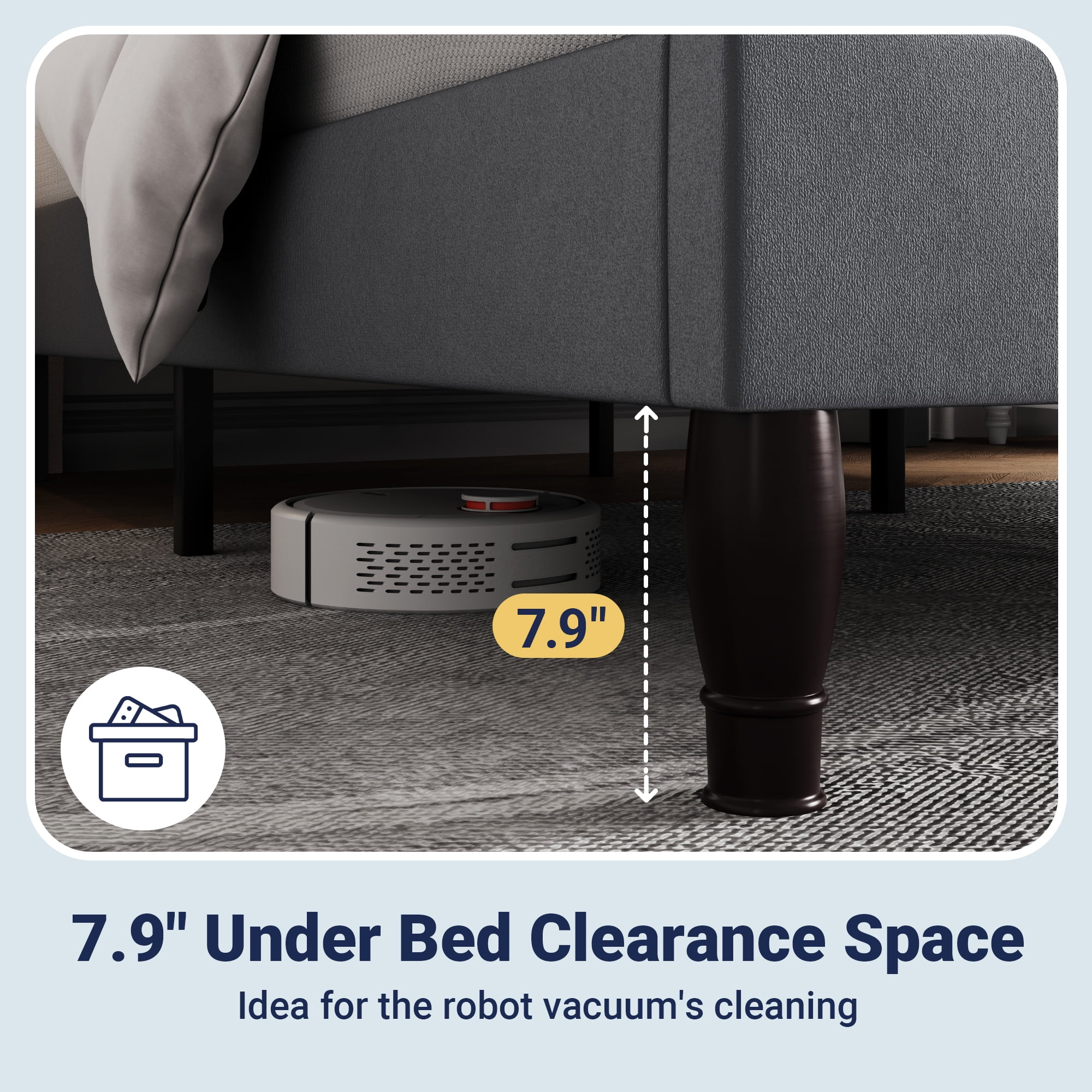 Allewie Full Bed Frame, Velvet Tiara Upholstered Diamond Button Tufted Headboard, No Box Spring Needed, Gray