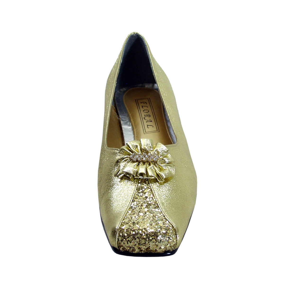 FLORAL Taya Women's Wide Width Slip-On Dress Pumps with Bow GOLD 5.5