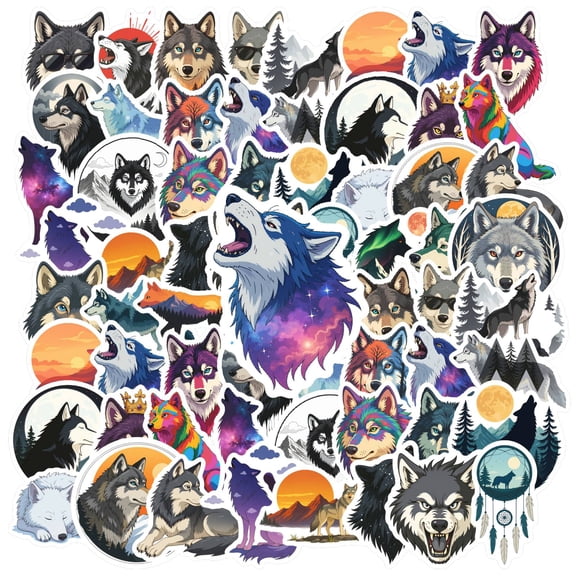 35pcs-50pcs Fierce Stickers Wolf Nature Wolf Stickers Lunar Stickers for Guitars Luggage Notebooks