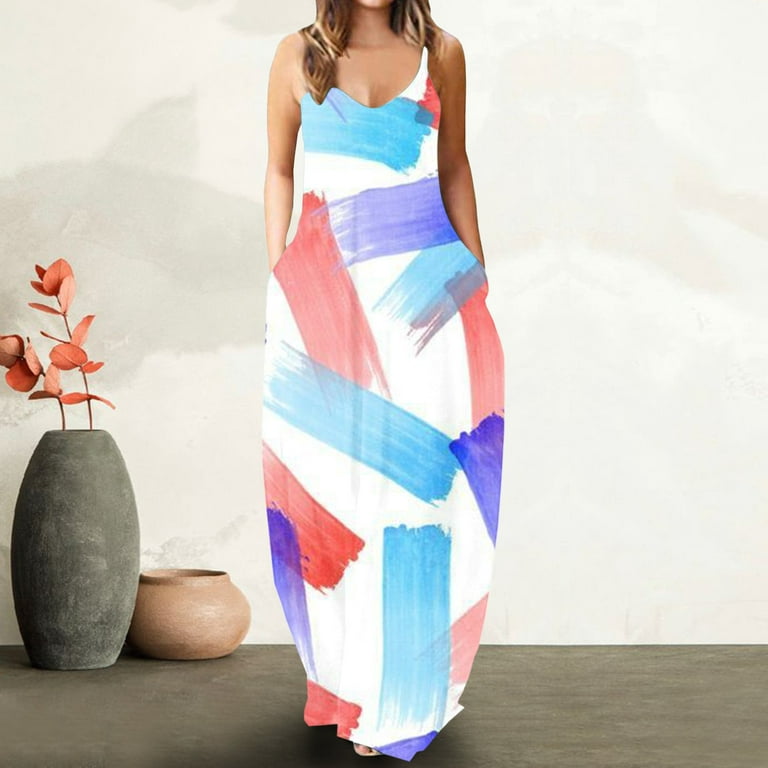 Long Maxi Dress for Women, Summer Sun Dresses with Pockets