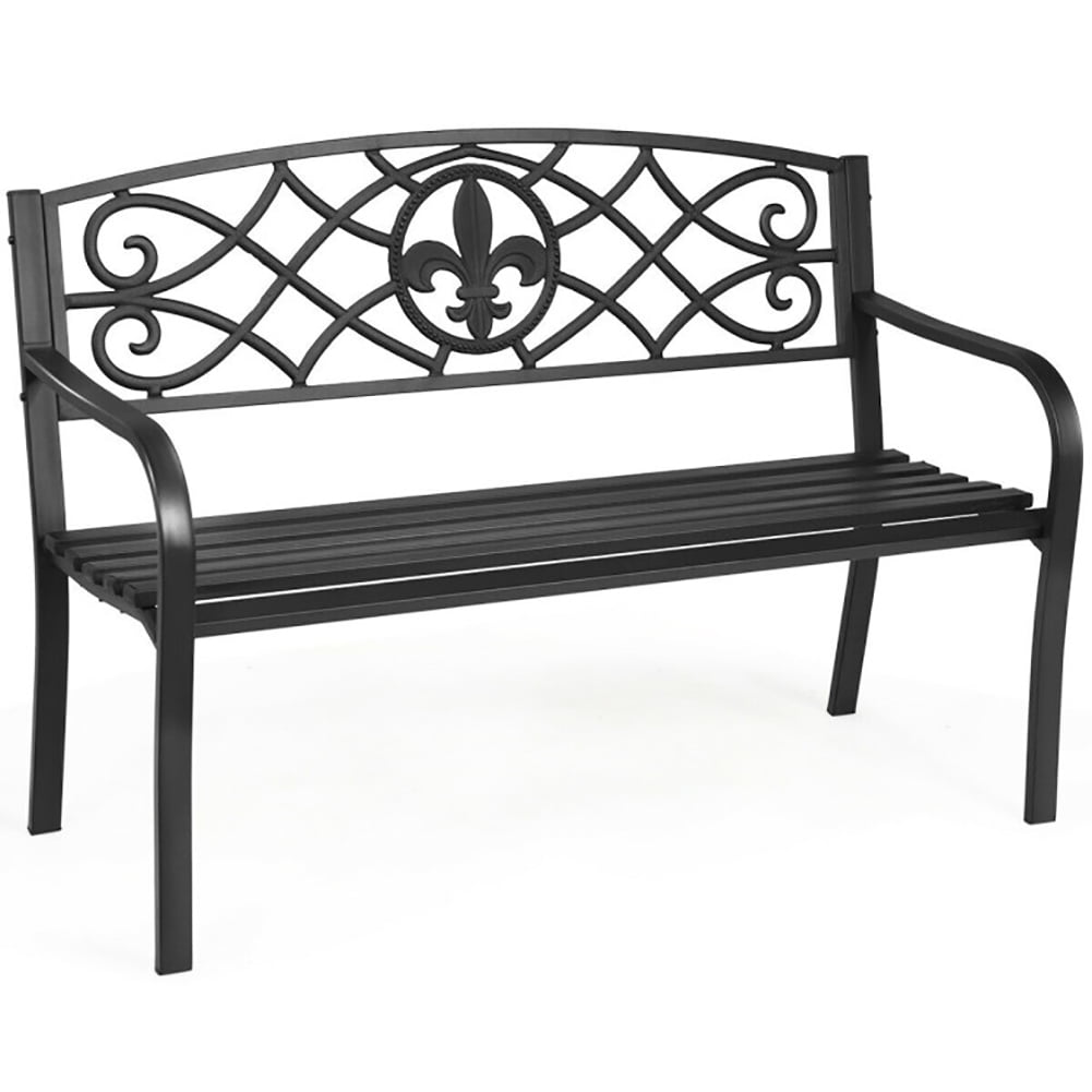 Aimee Lii 50 Inch Patio Heavy-Duty Metal Garden Bench, Outdoor Patio Furniture Aimee Lii 50 Inch Patio Heavy-Duty Metal Garden Bench, Outdoor Patio Furniture