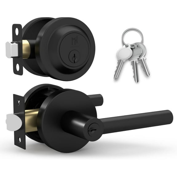 Mega Handles | Ronn Door Lever and Deadbolt Combo | Matte Black
