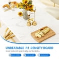 thumbnail image 6 of Dextrus 70.3" Solid Wood Dinner Table for 6-8 Person, Rectangular Modern Kitchen Table with Faux Marble Tabletop and Gold Geometric Metal Legs - White & Gold, 6 of 11