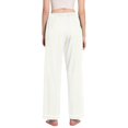 thumbnail image 3 of Dailycode Women's Pajama Pants Wide Leg Lounge Pj Bottoms With Pockets Off-white and White Stripes, 3 of 7
