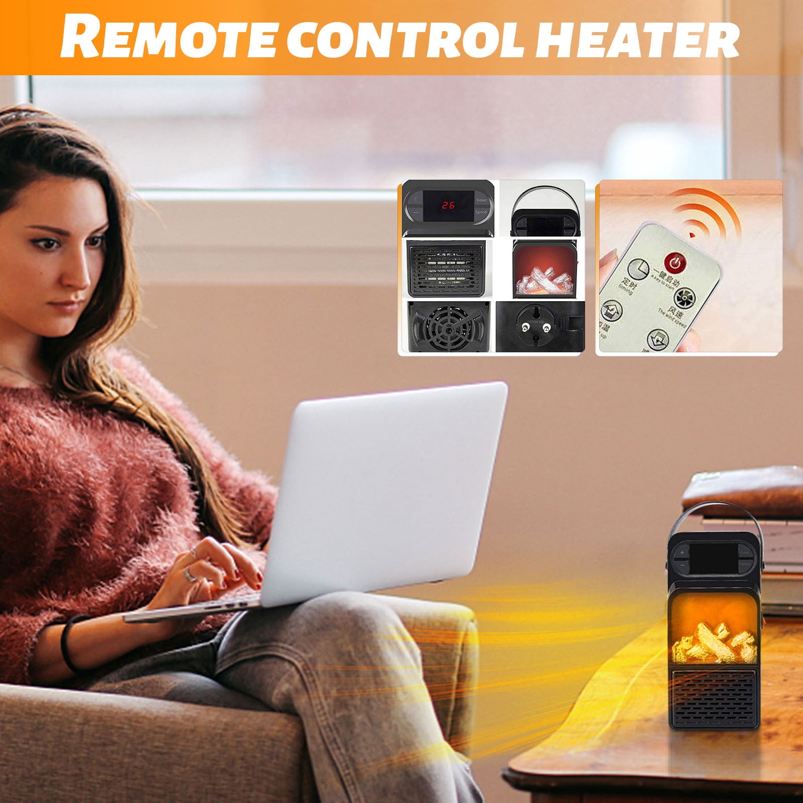 Fridja Heater Portable Mini Electric Fireplace Heater Air Warmer Space Heaters For Home