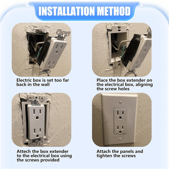 6 Pcs -2 Electrical Outlet Box Extender, Electrical Box Extender, 1 Electrical Outlet Box Extender with 12 Screws