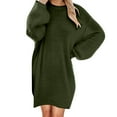 thumbnail image 1 of Frostluinai Robe Chandail en Tricot pour Femmes à Manches Longues Col Rond Mini Robe Chaude Unie Automne Grande Taille Épaules Tombantes, 1 of 5