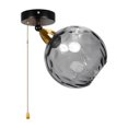thumbnail image 1 of FSLiving RV Adjustable Light with Zipper Switch 12V Retro RV Decorative Interior Lighting Hallway Light Fixtures Ceiling Mount, E26 E27 Smoke Gray Hammered Semi Flush Mount for RV Camper, 1 of 7