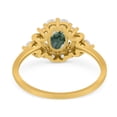 thumbnail image 3 of Natural Green Moss Agate Yellow Tone Silver Size-6 Art Deco Oval Flower Ring Vintage Style Floral Cluster CZ Wedding Engagement Rings For Women 925 Sterling Silver, 3 of 6