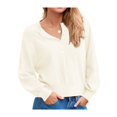 thumbnail image 3 of Suéter de Cuello Redondo con Botones para Mujer, Larga, Estilo Henley, Ideal para Otoño. Camisetas Tipo Jersey de Punto Suelto y Moderno. S, 3 of 7