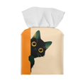 thumbnail image 2 of FUIALDOLG Suqare Tissue Box Holder, 5.1"X5.1"X5.5" Waterproof Tissue Box Cover PU Leather Facial Organizer for Dresser Bathroom Home Decor (Black Cat), 2 of 7