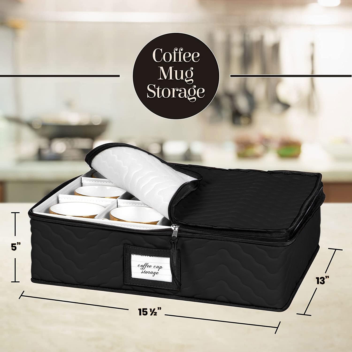 China Storage Containers 5-Piece Set Moving Boxes for Dinnerware, Glasses, Plates, Mugs and Saucers Sturdy Quilted Microfiber Dish Organizer with Dividers for Seasonal Storage - Holds Set of 12