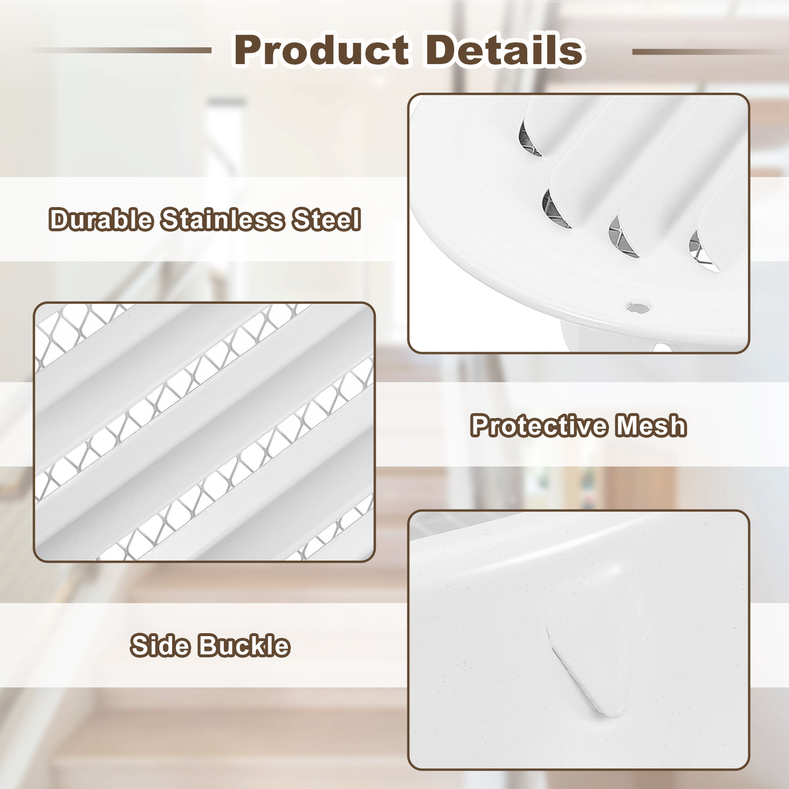 2 Pack Stainless Steel Air Vents, 3 Inch Louvered Grille Cover, White