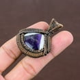 thumbnail image 3 of Natural Sage Amethyst Gemstone Handmade Copper Wire Wrap Pendant 2.17", 3 of 4