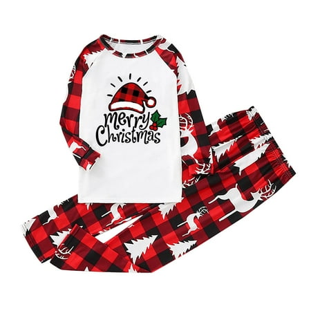 

Fesfesfes Pjs Xmas Family Set Parent-child Warm Christmas Set Printed Home Wear Pajamas Two-piece Kid Set On Sale