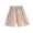 a-22Beige12, variant on FINALGANG Girls Kids Solid Color Paperbag Waist Pleated Shorts Loose Fit Lightweight Shorts For Summer Daily Wear Casual Outings Party Occasions Black 5-6 Years