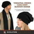 thumbnail image 3 of Wool Cable Knit Beanie Hat for Men or Women - Super Soft Merino Wool - Made in The USA - Black, 3 of 7