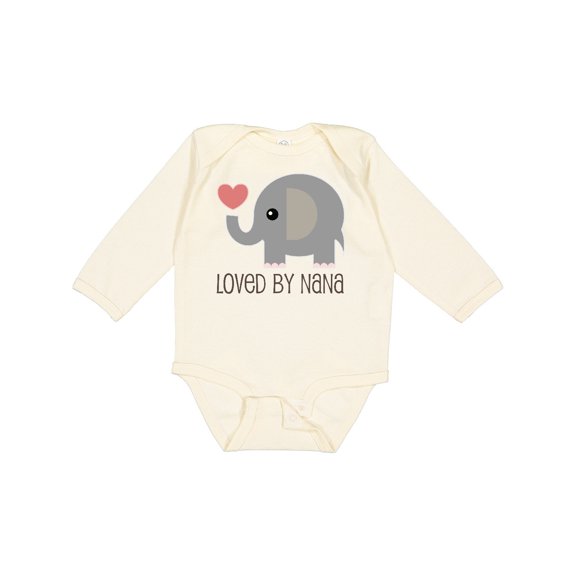 Inktastic Loved by Nana Grandchild Elephant Boys or Girls Long Sleeve Baby Bodysuit