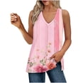 thumbnail image 2 of Womens Tank Top $4.98 Plus Size Sleeveless Printed V-neck Pullover Side Slit Loose Casual Top Multicolor M, 2 of 6