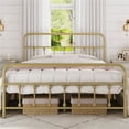 thumbnail image 2 of Topeakmart Metal Platform Bed with High Headboard and Footboard, Antique Gold, Full, 2 of 8
