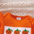 thumbnail image 6 of Whouriu Baby Halloween Outfit Set Cute Pumpkin Ruffle Romper Skirt Headband Leg Warmers Soft Party Wear 4Pcs Set, 6 of 8
