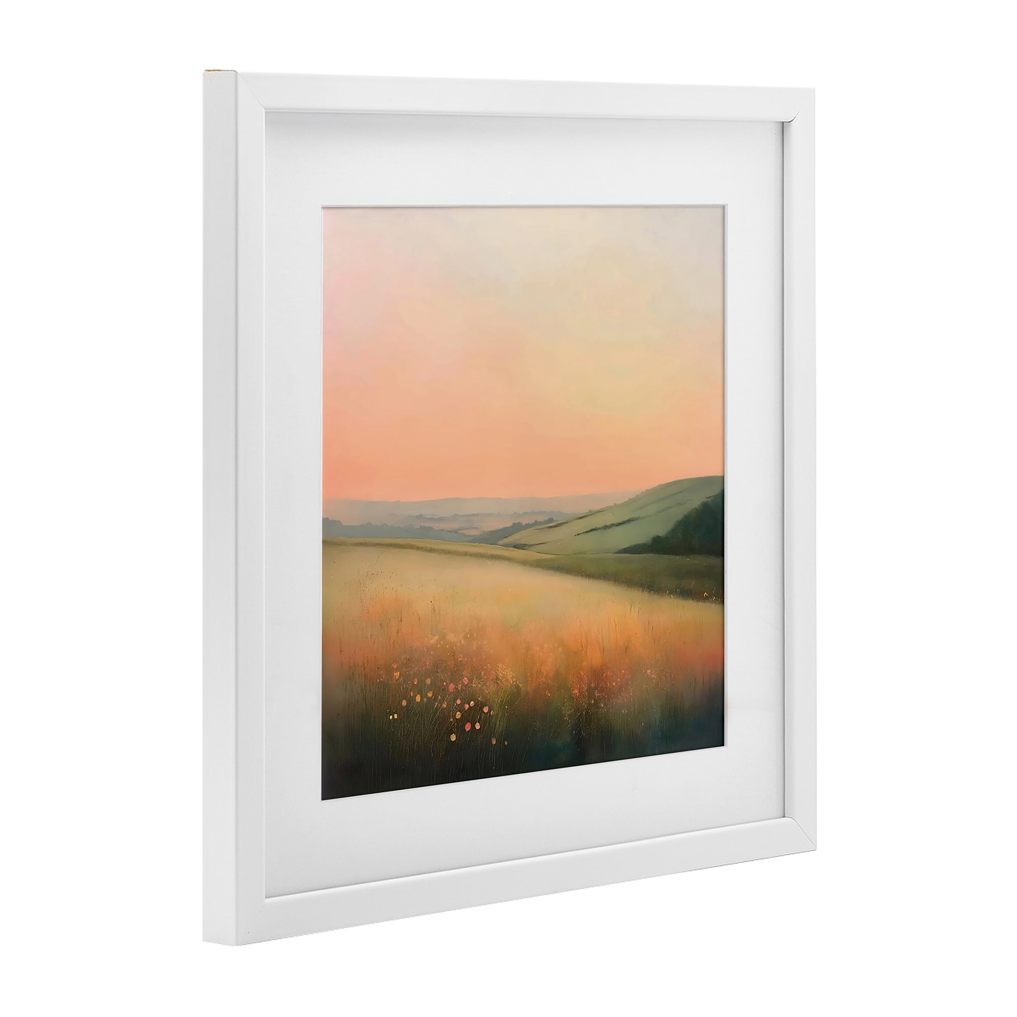 Stupell Industries Sun Coming Up Over Meadow White Framed Print Under Glass, design by Creative Studio
