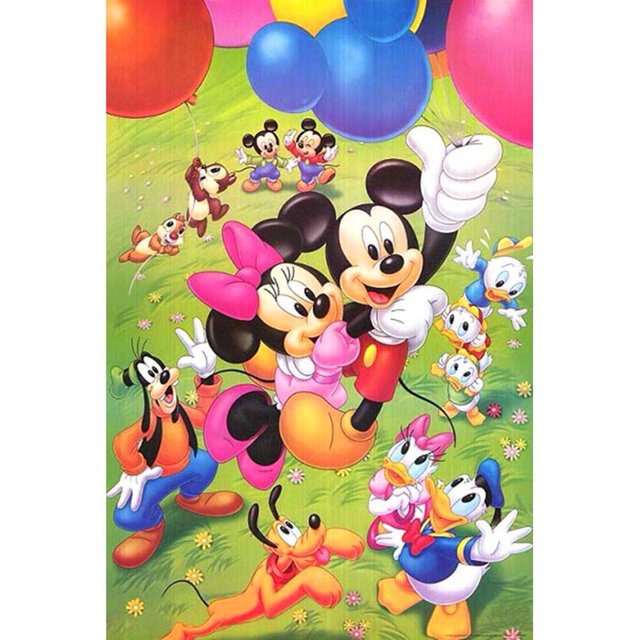 Cuadros Decorativos Serie de dibujos animados 5D Mickey Mouse y Donald Duck diamante redondo Likrtyny embutido en tela