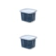 thumbnail image 3 of Toystoory Caja de mantenimiento de alimentos frescos PP Refrigerador Escurridor de frutas con tapa Compartimiento de frescura cuadrado Cesta de gris azul 2piezas, 3 of 6