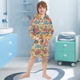 thumbnail image 5 of FORMRS Niños Bathrobe Unisex Hooded Robe Soft Plush Pajamas Sleepwear, Size 2-3T, Vibrant Flowers Pattern, 5 of 7