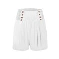 thumbnail image 3 of USSUMA Running Shorts for Women Solid Color Pleated Elastic Band Comfortable And Fashionable with Pocket High Waist Beach Shorts Lightweight Short Pants Straight Pants Linen Summer Shorts White L, 3 of 4