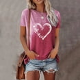 thumbnail image 2 of Camiseta de manga corta con cuello redondo y estampado de corazón y mariposa para mujer, ropa informal de primavera y verano, ropa de gran tamaño a la moda, 2 of 5