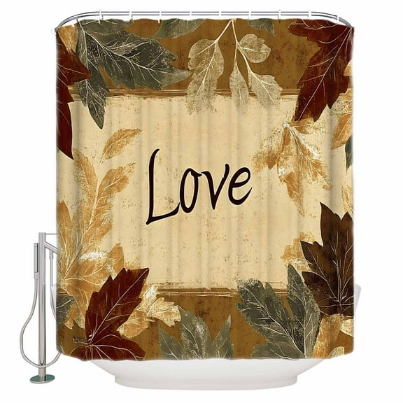 Small Stall Shower Curtain 36x72 Inch Narrow Half Size Retro Maple Leaves Bath Curtains Bathroom Decor Vintage Summer Botanical Waterproof Fabric Shower Curtain Set with Hooks 36 Inch