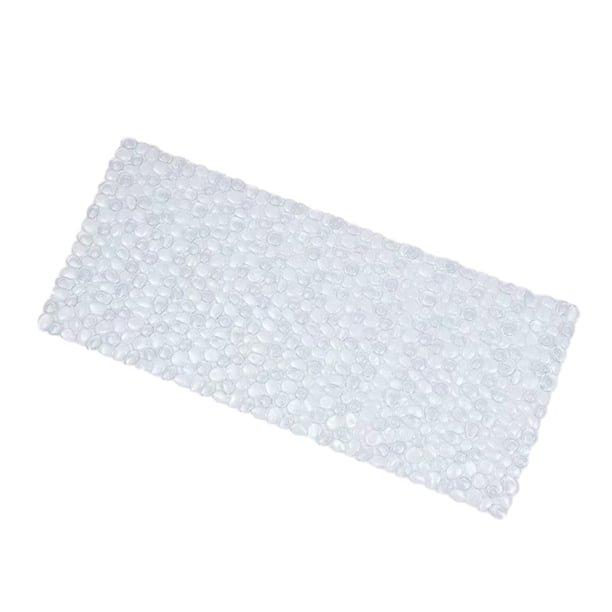 Ounissouiy Amplia aplicación de PVC para bañeras Buena sensación de pisada Textura elástica Sin desplazamiento Fácil de limpiar Seguro Juegos de accesorios de baño Blanco transparente, 90X40cm 90X40cm