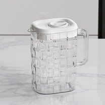 Plastic Drink Pitcher with Lid & Handle BPA-Free Water Iced Tea Jug Ribbed Grip Bar Restaurant Home Kitchen Cold Beverage Dispenser(Clear)