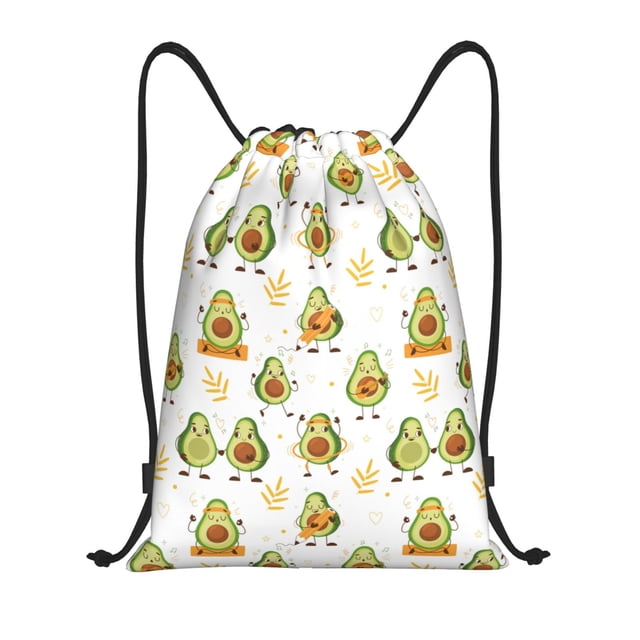 Saiise Lovely Avocado Pattern Sports Drawstring Backpack - String Swim Gym Bag with Wet Proof Pocket for Women&Men-Medium