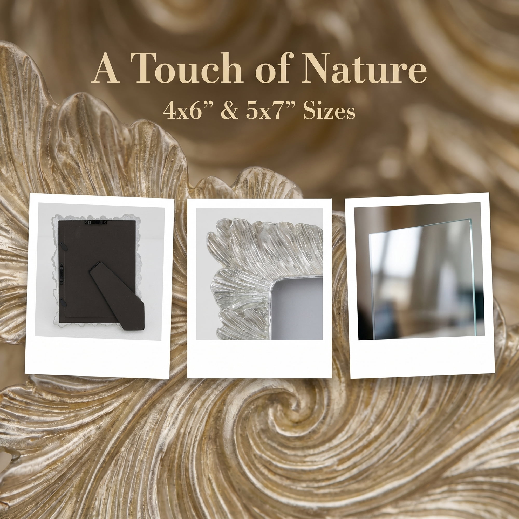 Unique Bargains Palm Leaf Resin Picture Frame for Coastal Home Decor Silver 4" x 6"