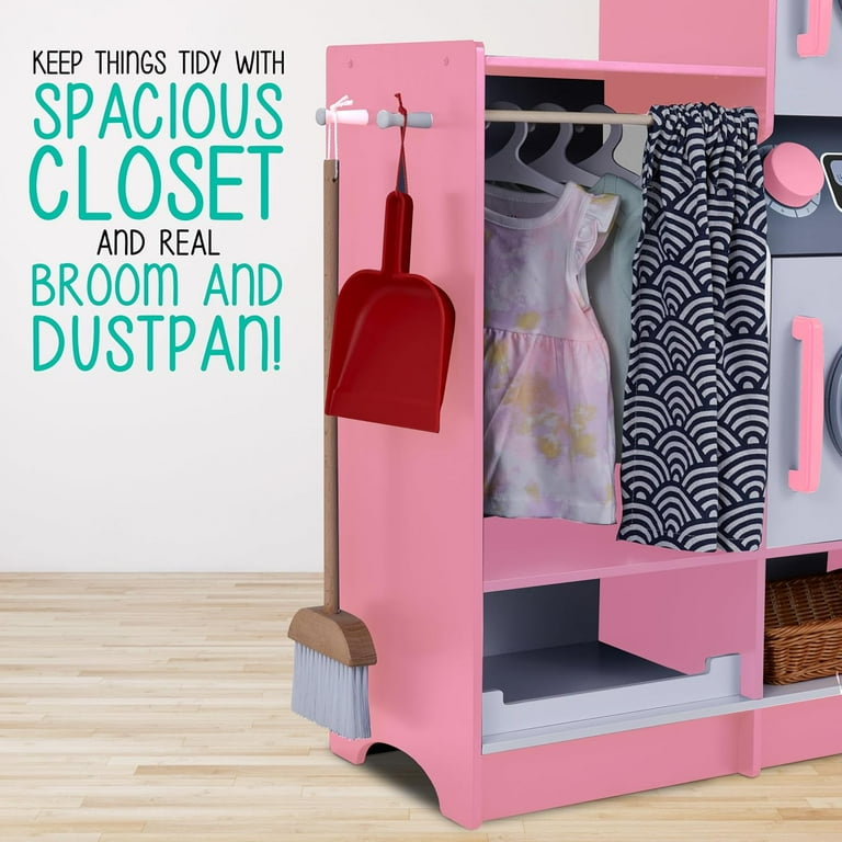 Lil' Jumbl Kids Washer and Dryer Playset, Wooden Laundry Play Set