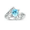 thumbnail image 1 of RYLOS Rings for Women Sterling Silver Greek Key Designer Ring 9X7MM Gemstone & Diamond Ring December Blue Topaz Jewelry Size 8, 1 of 7