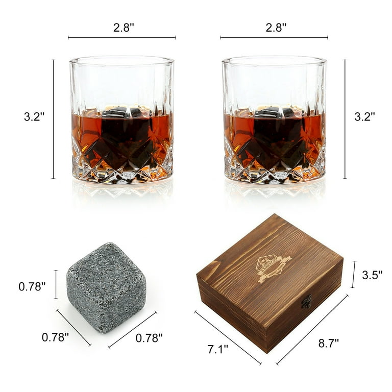 EXREIZST Whiskey Stones Gift Set - Whiskey Gifts for Men, Granite Chilling  Whiskey Rocks, Scotch Bourbon Whiskey Glass Gift Box Set, Best Drinking