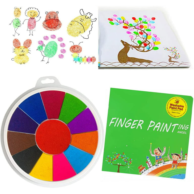 Funny Finger Paint Kit, 12 Color Stampers for Kids Finger Drawing Early Learning Toys DIY Crafts Painting School Home Painting, 12 Colors