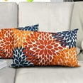 thumbnail image 5 of Burnt Orange Navy Blue Pillow Covers 12x20 in Fall Decor Dahlia Flowers Thanksgiving Autumn Decorative Couch Lumbar Pillow Cases Set of 2 Home Decor for Living Room Bedroom Bed Cushion Outdoor, 5 of 6