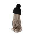 thumbnail image 1 of Jumpingount Sombrero de pelo de simulación para mujer, gorro de punto desmontable Natural, pelos largos falsos, accesorios para la cabeza para Cuidado del cabello gris dorado, 1 of 6