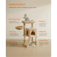 thumbnail image 4 of FEANDREA Cat Tree, Small Cat Tower with Widened Perch for Large Cats Indoor, Kittens, 96 cm Multi-Level Cat Condo, Scratching Posts and Ramp, 2-Door Cat Cave, Cat Basket, Camel Brown, 4 of 7
